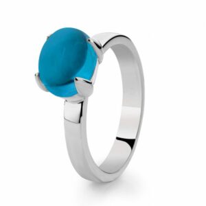 14 krt gouden Ring zilver blauw topaas
