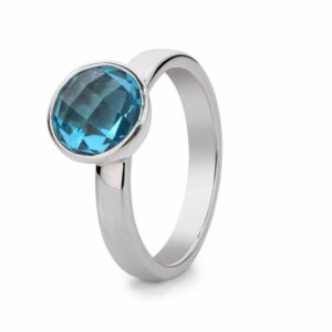 14 krt gouden Ring zilver blauw topaas
