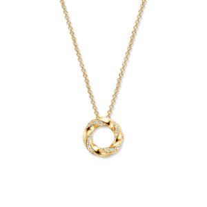 14 krt gouden Collier geelgoud briljant 0,06 crt.