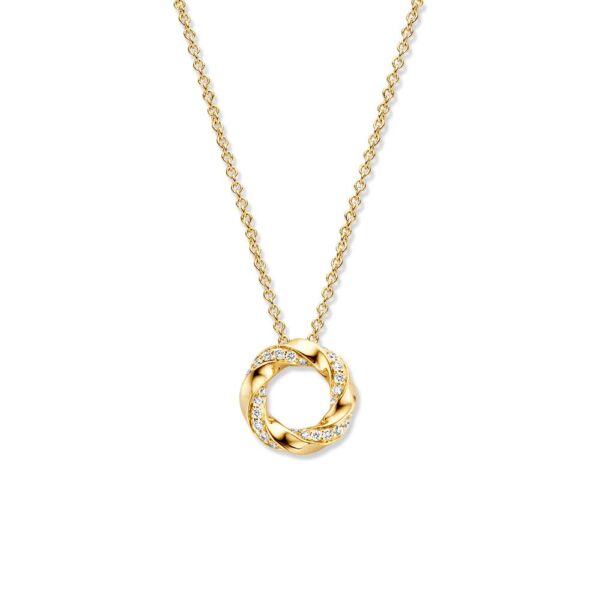 14 krt gouden Collier geelgoud briljant 0,06 crt.