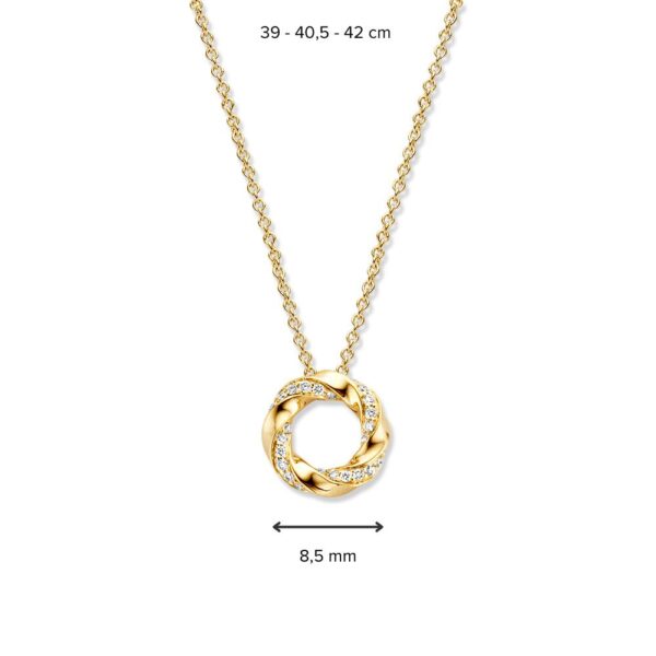 14 krt gouden Collier geelgoud briljant 0,06 crt. - Afbeelding 2