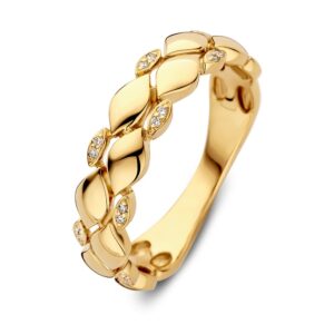 14 krt gouden Ring geelgoud briljant 0.04 crt.