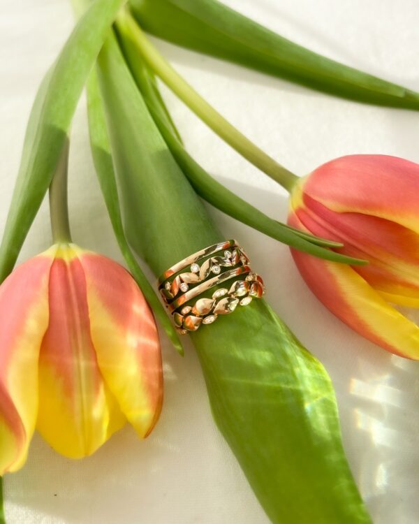 14 krt gouden Ring geelgoud briljant 0.04 crt. - Afbeelding 4