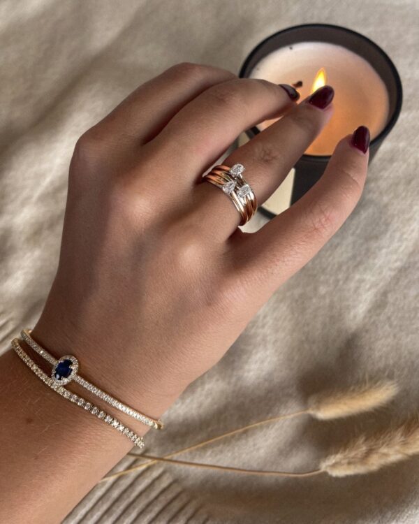 14 krt gouden Armband geelgoud briljant/saffier - Afbeelding 5