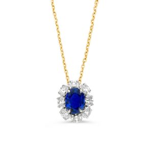 14 krt gouden Collier bicolor saffier+briljant