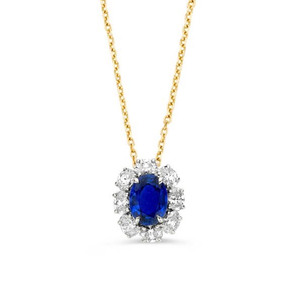 14 krt gouden Collier bicolor saffier+briljant