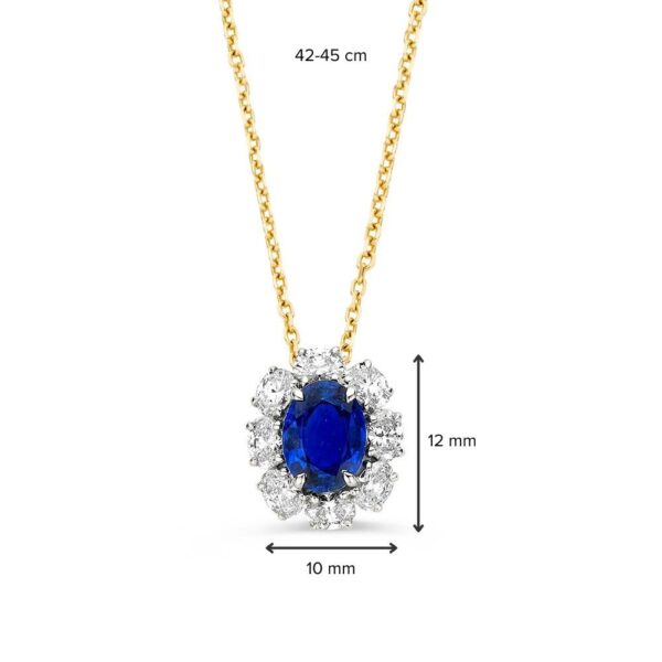 14 krt gouden Collier bicolor saffier+briljant - Afbeelding 2