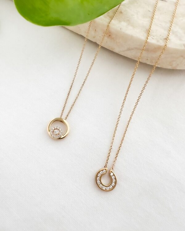 14 krt gouden Collier geelgoud briljant 0,06 crt. - Afbeelding 2