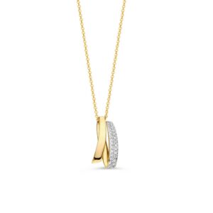 14 krt gouden Collier geelgoud briljant 0,10 crt.