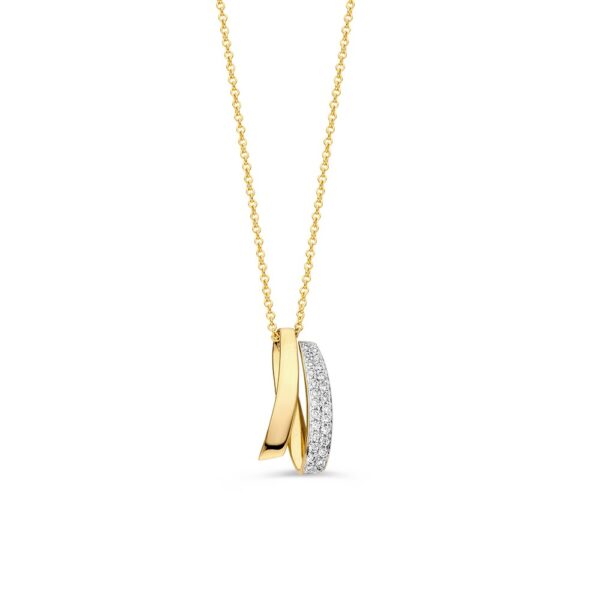14 krt gouden Collier geelgoud briljant 0,10 crt.