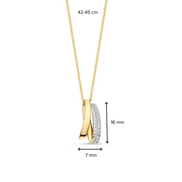 14 krt gouden Collier geelgoud briljant 0,10 crt. - Afbeelding 2