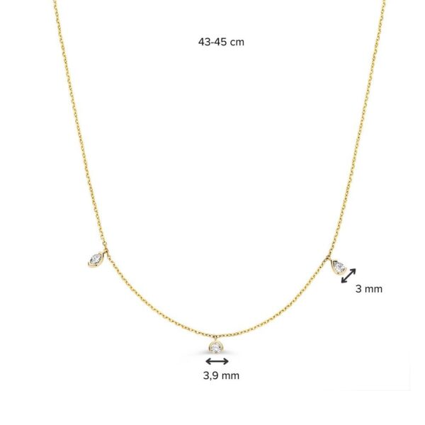 14 krt gouden Collier geelgoud briljant 0,24 crt. - Afbeelding 3