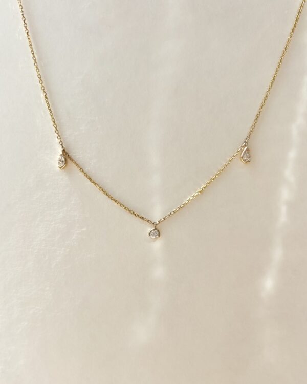 14 krt gouden Collier geelgoud briljant 0,24 crt. - Afbeelding 2