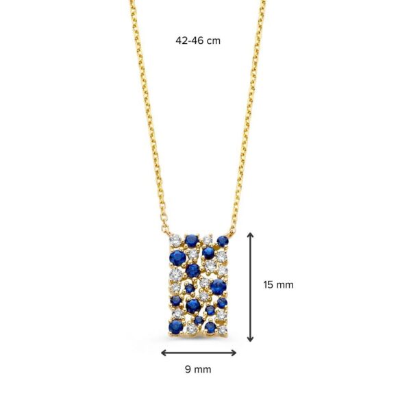 14 krt gouden Collier geelgoud briljant+saffier - Afbeelding 2