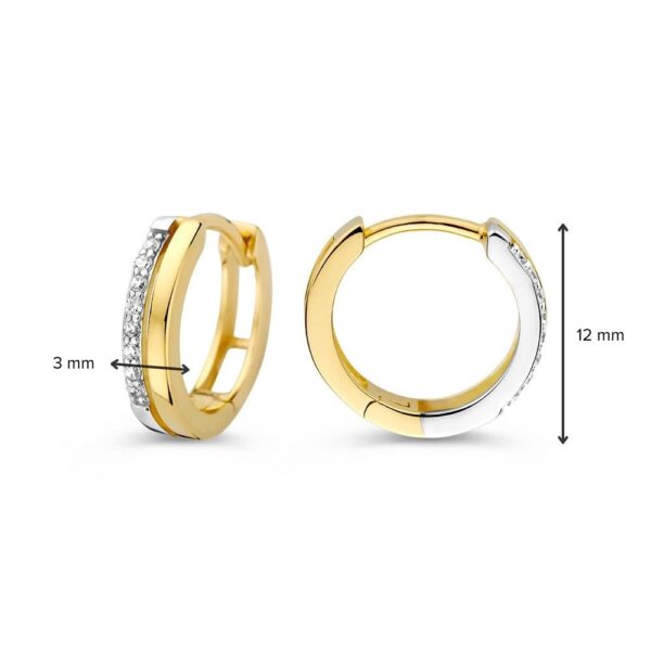 14 krt gouden Oorringen bicolor zirkonia - Afbeelding 3