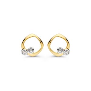 14 krt gouden Oorstekers bicolor zirkonia