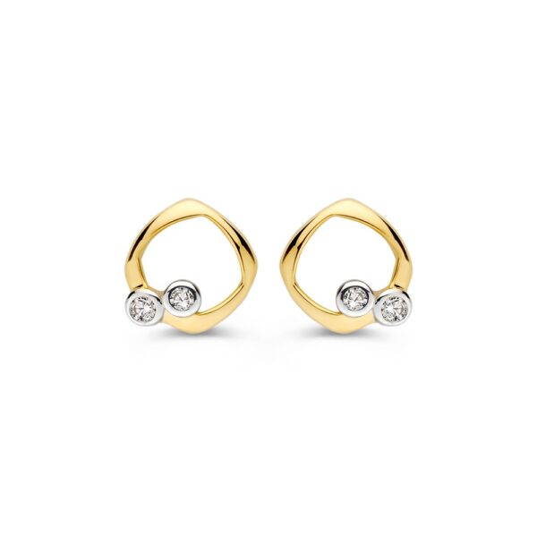 14 krt gouden Oorstekers bicolor zirkonia