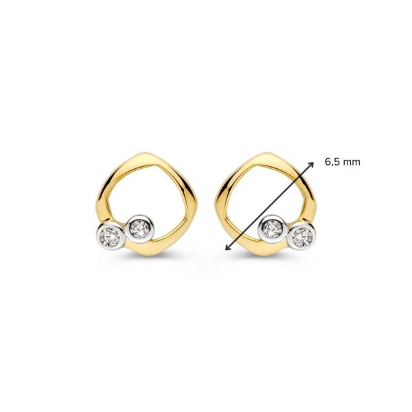 14 krt gouden Oorstekers bicolor zirkonia - Afbeelding 2