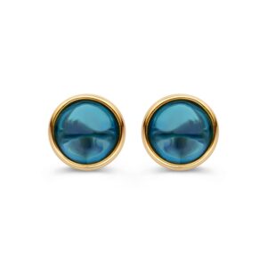 14 krt gouden Oorstekers geelgoud london blue topaas
