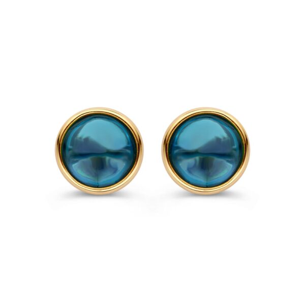 14 krt gouden Oorstekers geelgoud london blue topaas