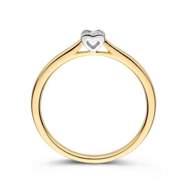 14 krt gouden Ring bicolor briljant 0.07 crt. - Afbeelding 2