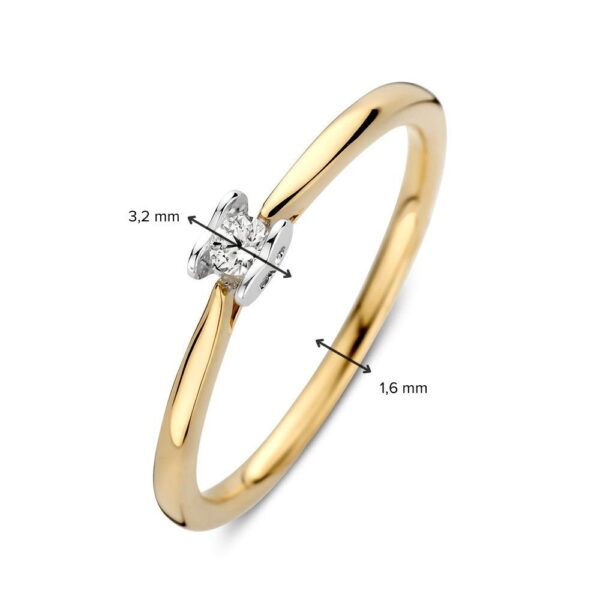 14 krt gouden Ring bicolor briljant 0.07 crt. - Afbeelding 3