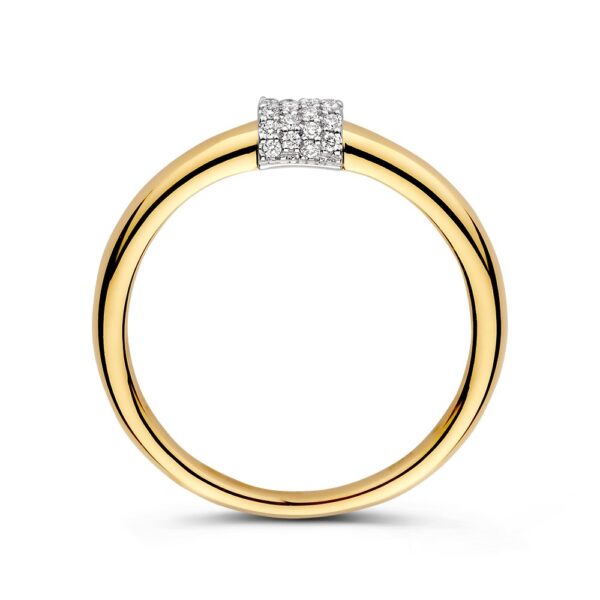 14 krt gouden Ring bicolor briljant 0.10 crt. - Afbeelding 2