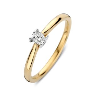 14 krt gouden Ring bicolor briljant 0.12 crt.