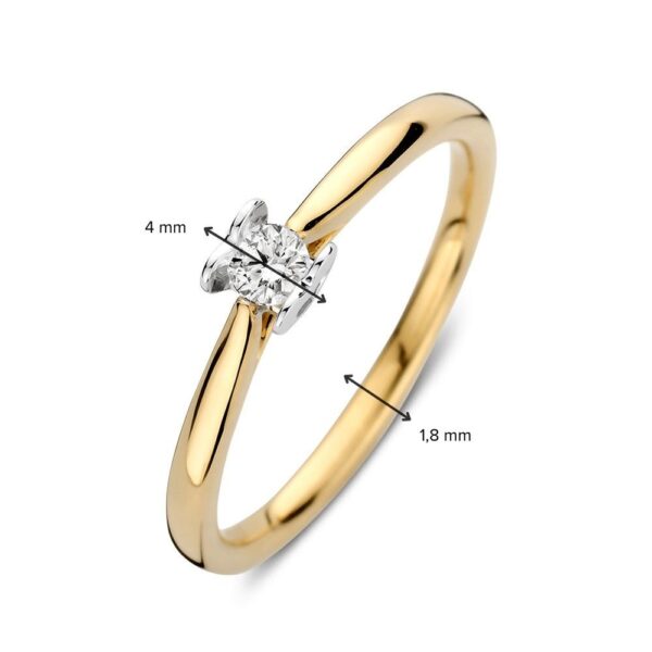 14 krt gouden Ring bicolor briljant 0.12 crt. - Afbeelding 3