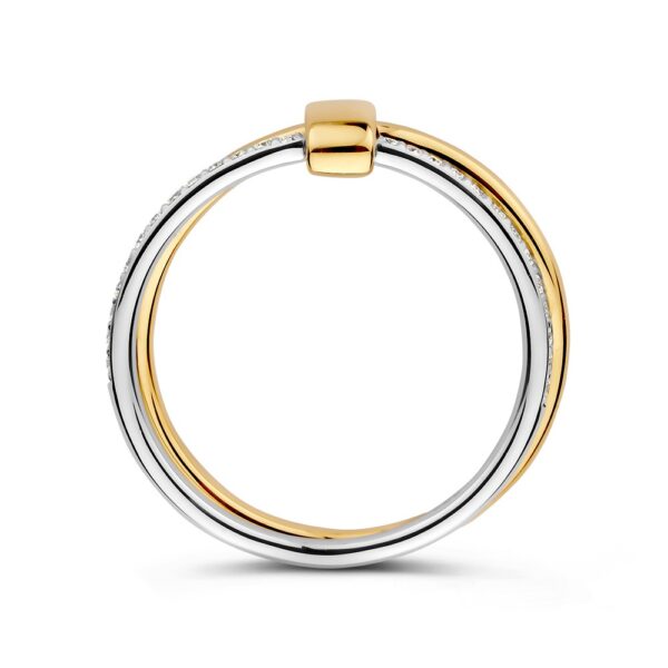 14 krt gouden Ring bicolor briljant 0.14 crt. - Afbeelding 2
