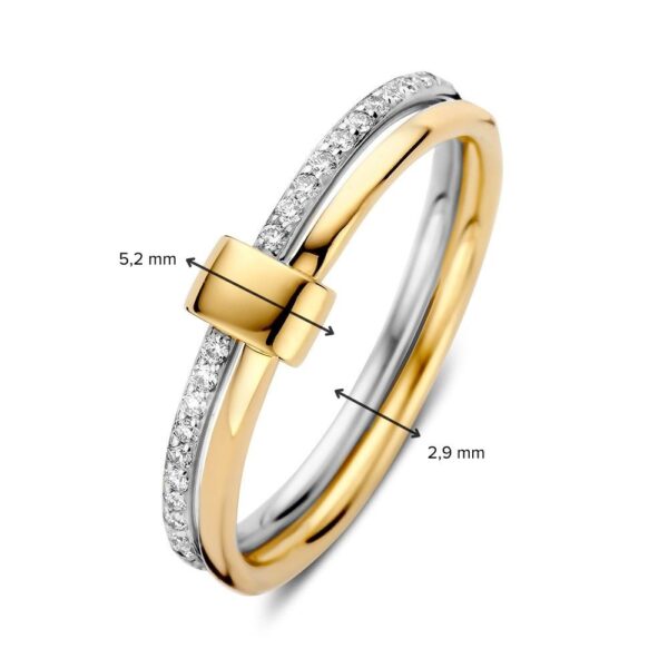 14 krt gouden Ring bicolor briljant 0.14 crt. - Afbeelding 3