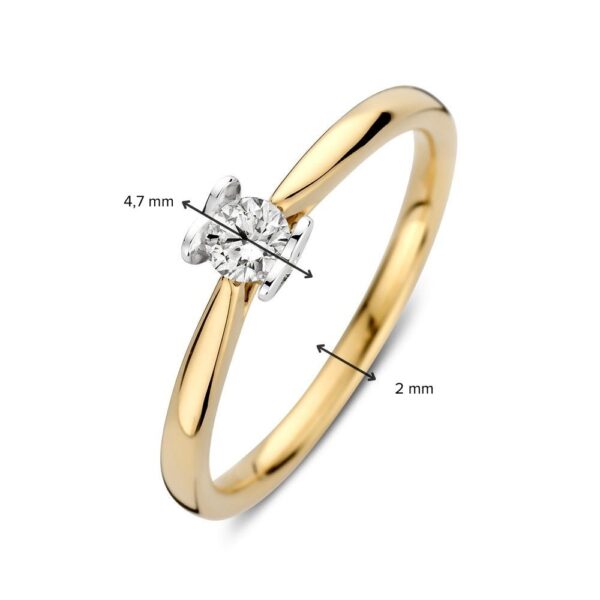 14 krt gouden Ring bicolor briljant 0.19 crt. - Afbeelding 3