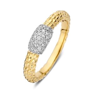 14 krt gouden Ring bicolor briljant 0.22 crt.