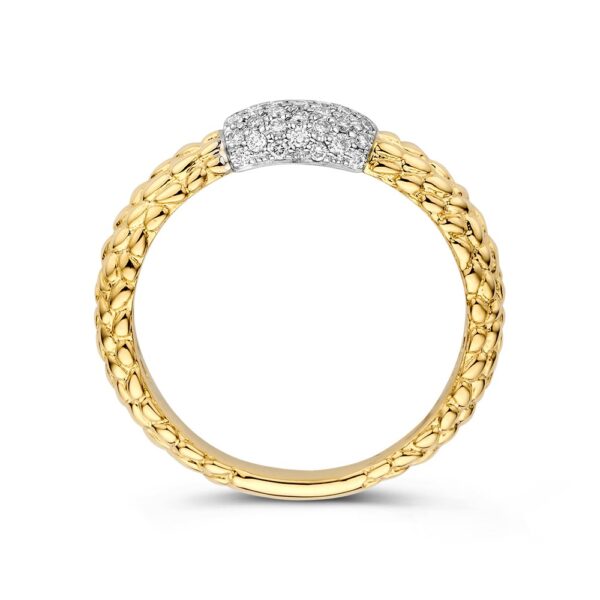 14 krt gouden Ring bicolor briljant 0.22 crt. - Afbeelding 2