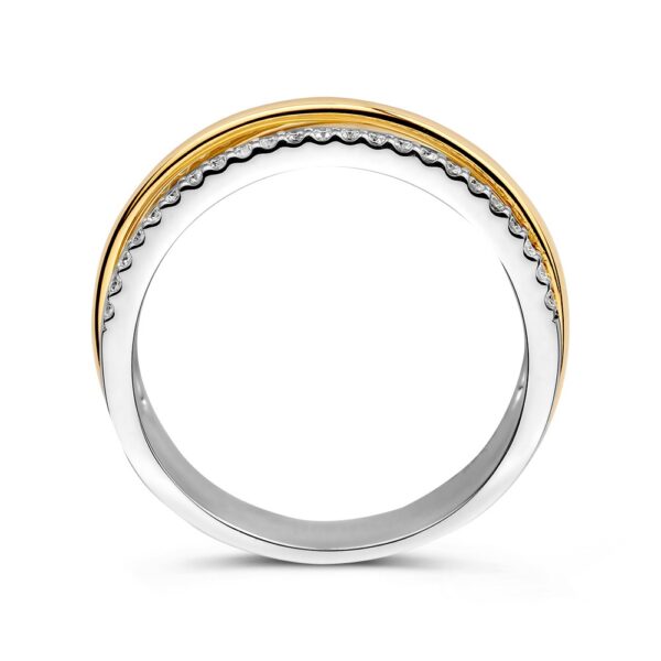 14 krt gouden Ring bicolor briljant 0.27 crt. - Afbeelding 2