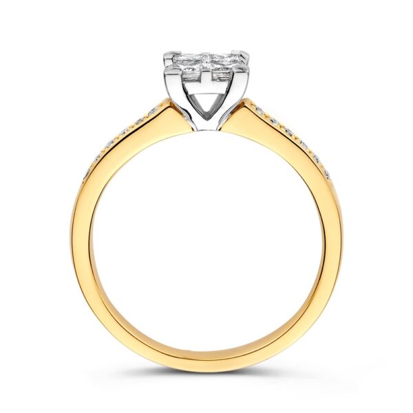 14 krt gouden Ring bicolor briljant 0.50 crt. - Afbeelding 2