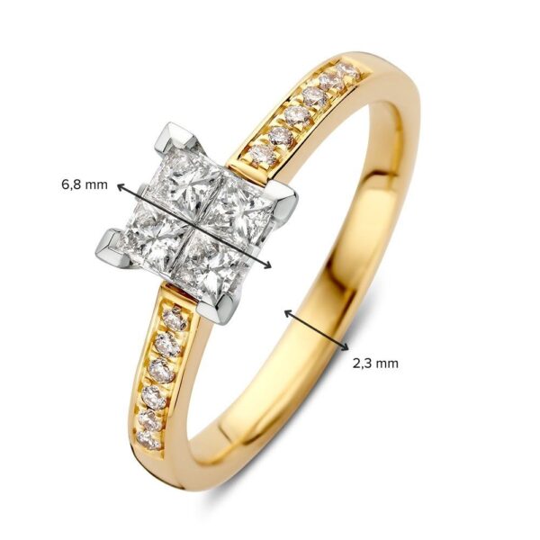 14 krt gouden Ring bicolor briljant 0.50 crt. - Afbeelding 3