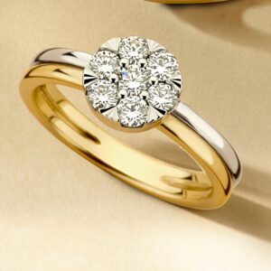 14 krt gouden Ring bicolor briljant 0.50 crt.