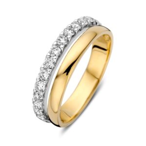 14 krt gouden Ring bicolor briljant 0.58 crt.
