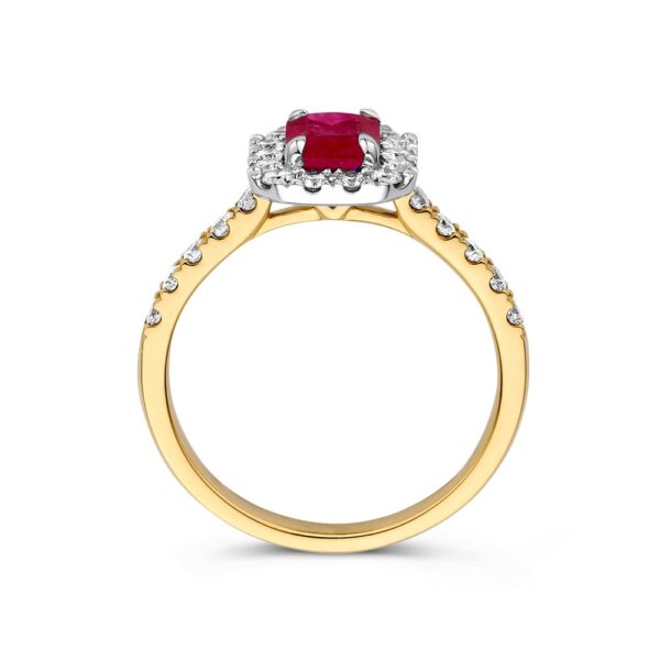 14 krt gouden Ring bicolor robijn + briljant - Afbeelding 2