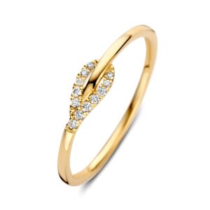 14 krt gouden Ring geelgoud briljant 0.06 crt.