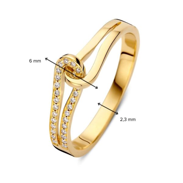 14 krt gouden Ring geelgoud briljant 0.08 crt. - Afbeelding 3