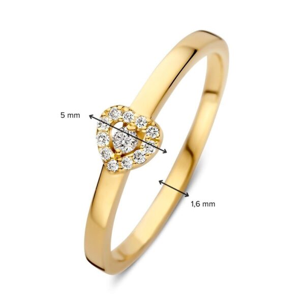 14 krt gouden Ring geelgoud briljant 0.08 crt. - Afbeelding 4