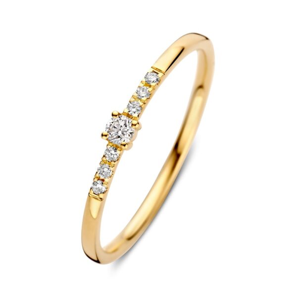 14 krt gouden Ring geelgoud briljant 0.09 crt.