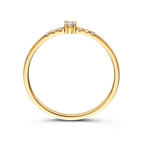 14 krt gouden Ring geelgoud briljant 0.09 crt. - Afbeelding 2