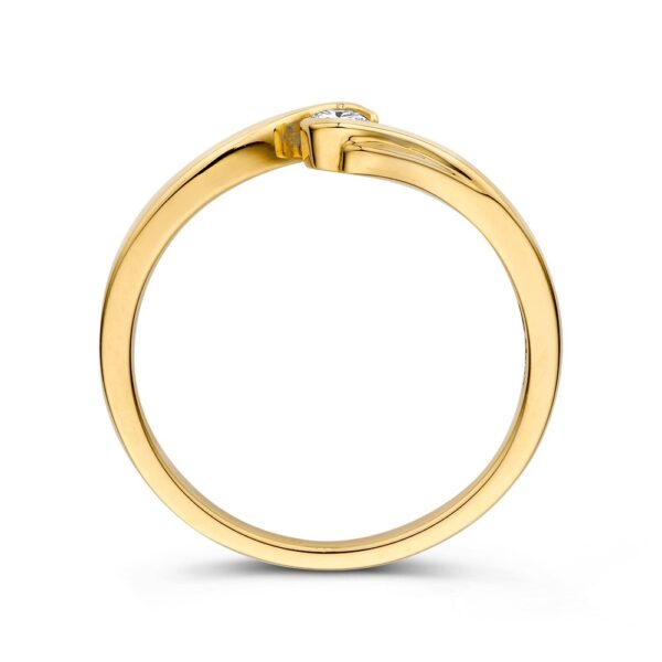 14 krt gouden Ring geelgoud briljant 0.11 crt. - Afbeelding 2