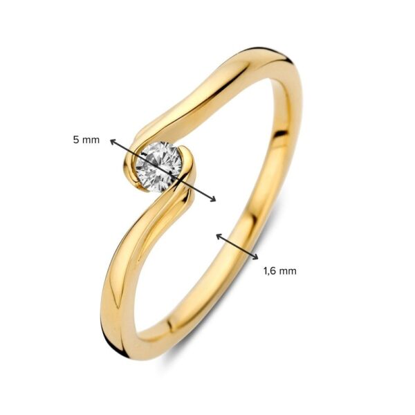 14 krt gouden Ring geelgoud briljant 0.11 crt. - Afbeelding 3