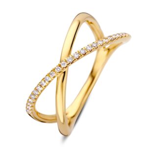 14 krt gouden Ring geelgoud briljant 0.12 crt.