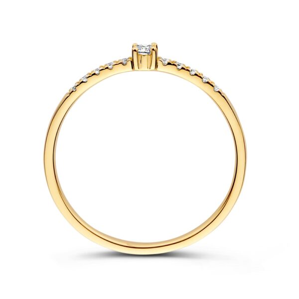 14 krt gouden Ring geelgoud briljant 0.12 crt. - Afbeelding 2
