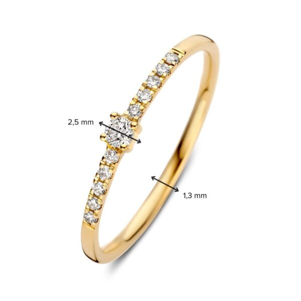 14 krt gouden Ring geelgoud briljant 0.12 crt. - Afbeelding 4